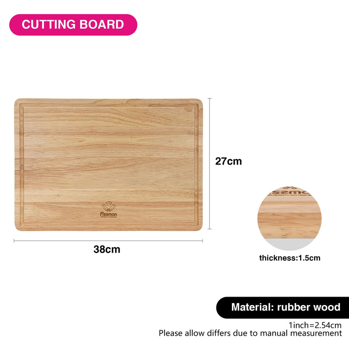 Fissman Cutting Board 38cm Rubber Wood