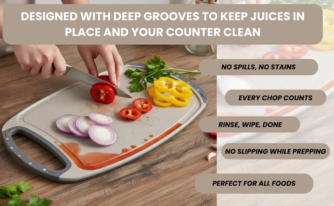 Fissman Cutting Board 40cm with Juice Groove And Non Slip Bottom Plastic