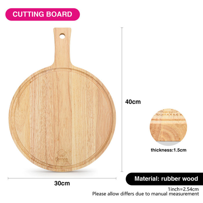 Cutting Board Rubber Wood, for Chopping Meat, Vegetables, Fruits, Cheese, Knife Friendly Serving Tray, with Juice Groove and Thick (40cm)