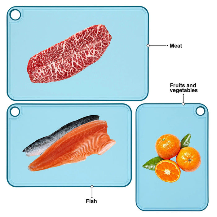 Cutting Board Set with Stand Organizer (Blue 41cm/ 36cm/31cm)