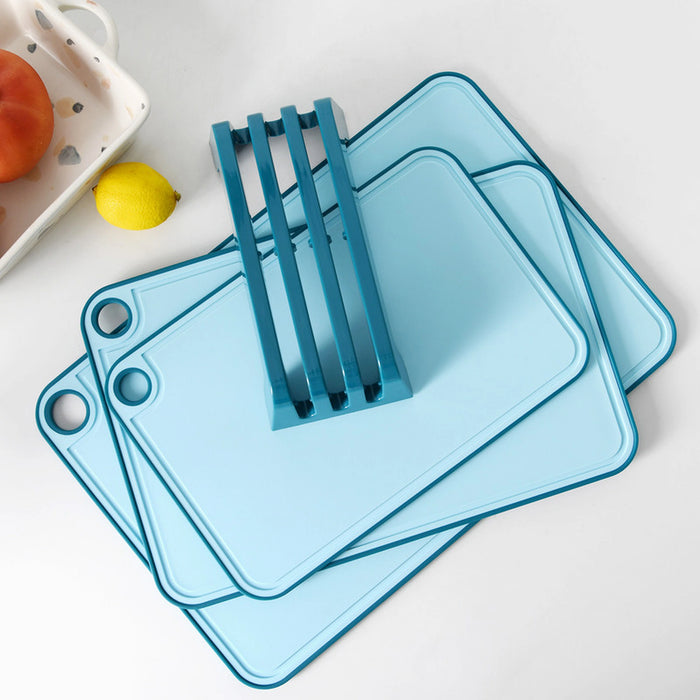 Cutting Board Set with Stand Organizer (Blue 41cm/ 36cm/31cm)