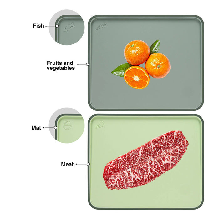 Cutting Board Set with Stand Organizer, Thermoplastic Rubber Chopping Board,Slicing Board Reversible,Dishwasher Safe,Juice Groove,Non-Slip Board For Meat Fruits Veggies (Green 34/28cm)
