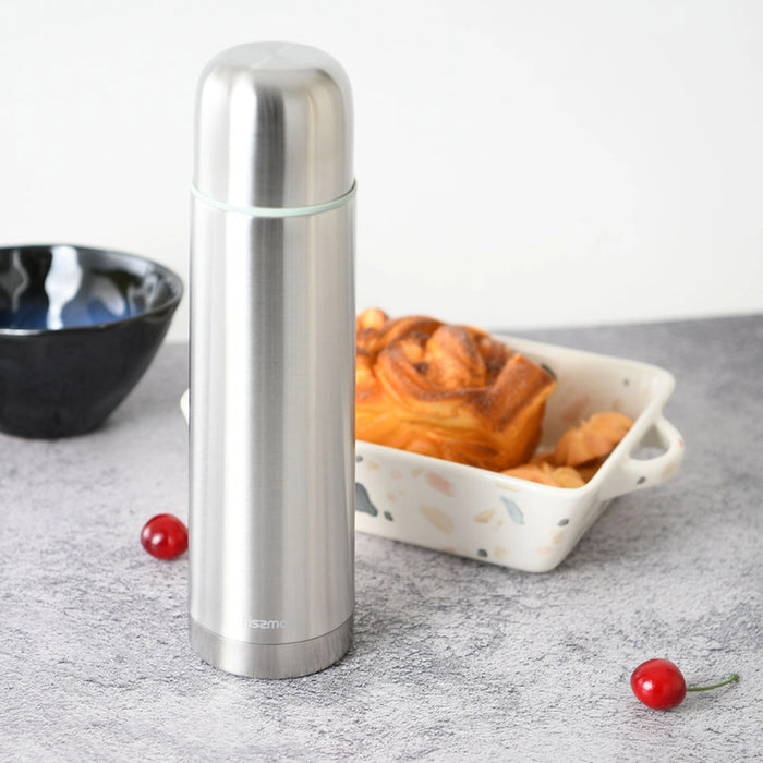 Double Wall Vacuum Flask Stainless Steel, Metallic Silver Up To 12Hours Thermal Water Bottle for Tea Hot & Cold Drinks Bottles (750ml)