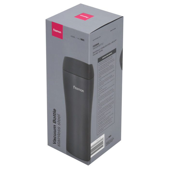 Fissman Double Wall Vacuum Travel Mug 420ml, Color Grey Stainless Steel