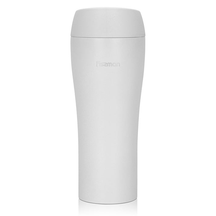 Fissman Double Wall Vacuum Travel Mug 420ml, Color White Stainless Steel