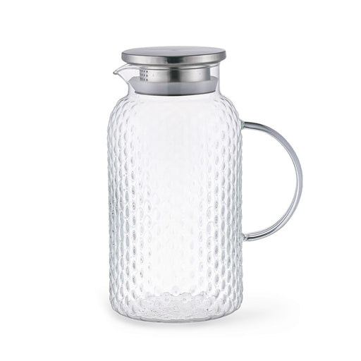 Embossed Glass Pitcher 1800mL with Stainless Steel Silicone Sealed Lid Fissman