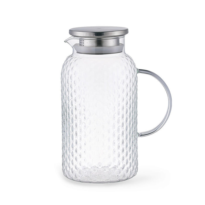 Embossed Glass Pitcher 1800mL with Stainless Steel Silicone Sealed Lid Fissman