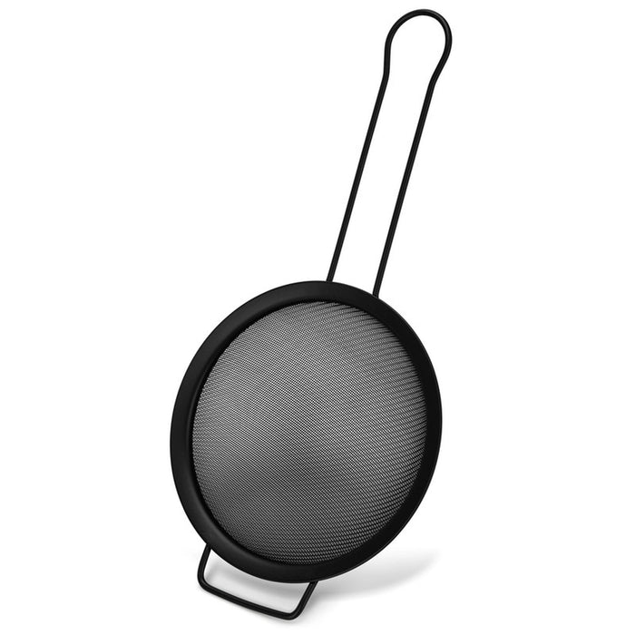 Fissman Fine Mesh Strainer 16cm with Handle, Kitchen Fine Mesh Seive Stainless Steel, Sieve Sifters For Food, Tea, Rice, Oil, Noodles, Fruits, Vegetables - Easy to Clean, Rust Proof (Black)