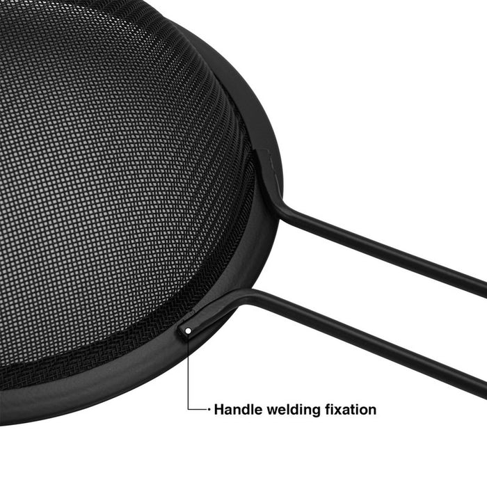 Fissman Fine Mesh Strainer 16cm with Handle, Kitchen Fine Mesh Seive Stainless Steel, Sieve Sifters For Food, Tea, Rice, Oil, Noodles, Fruits, Vegetables - Easy to Clean, Rust Proof (Black)