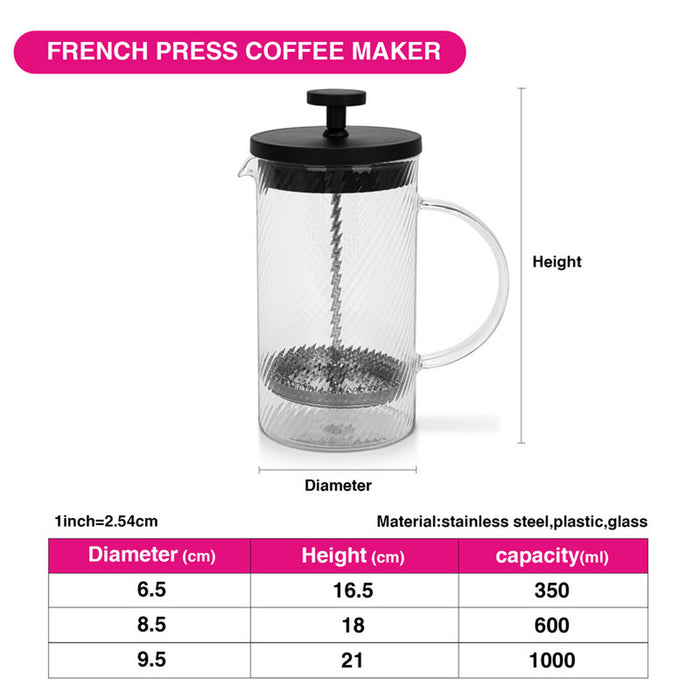 Fissman French Press Coffee Maker 1000ml Borosilicate Glass