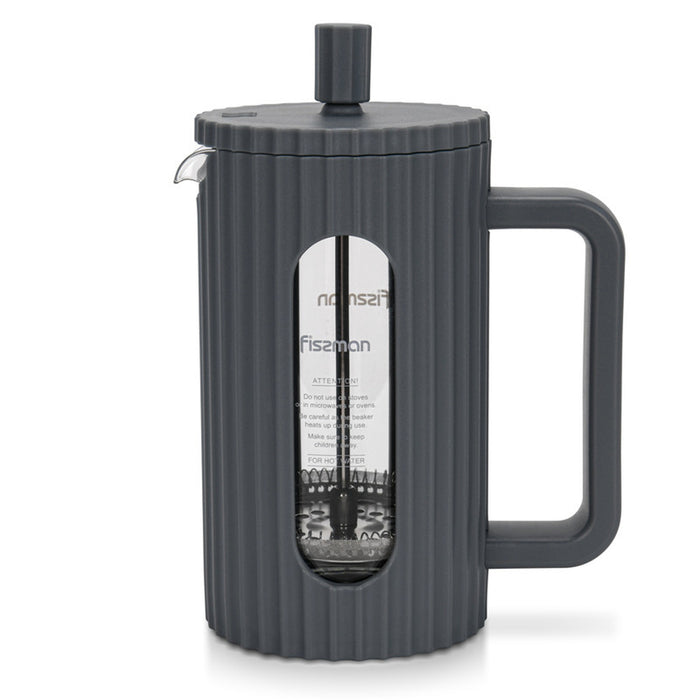 Fissman French Press Coffee Maker 350ml Borosilicate Glass Gray