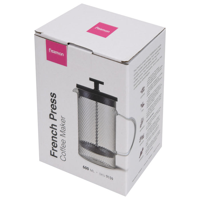 Fissman French Press Coffee Maker 600ml Borosilicate Glass