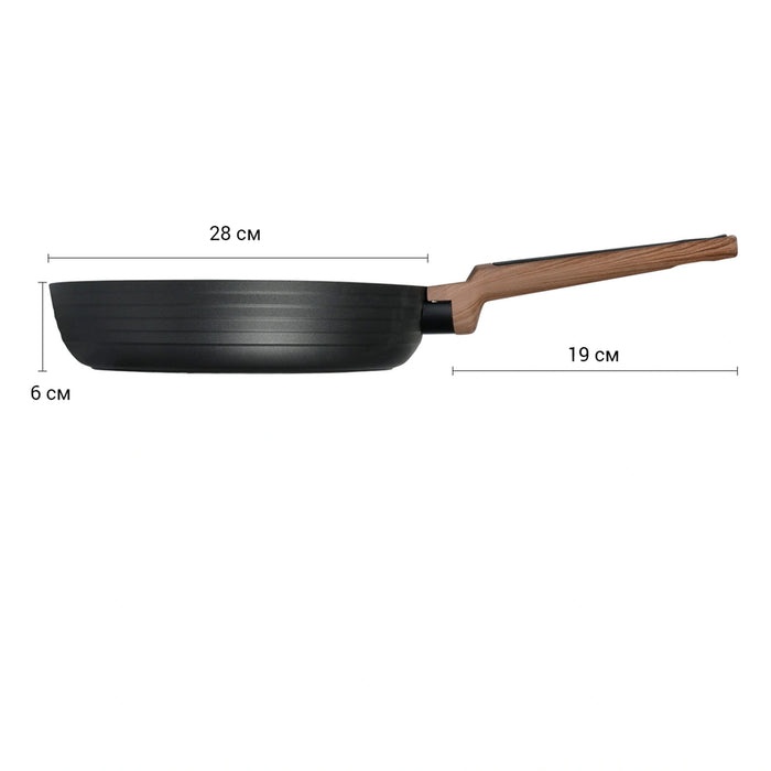 Fissman Frying Pan 26cm Diamond Series Series Aluminum With Induction Bottom And Professional Non Stick Coating Greblon C3+ Black 26x5.8cm