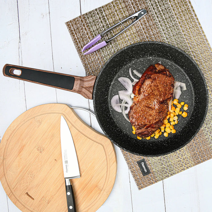 Fissman Frying Pan 26cm Diamond Series Series Aluminum With Induction Bottom And Professional Non Stick Coating Greblon C3+ Black 26x5.8cm