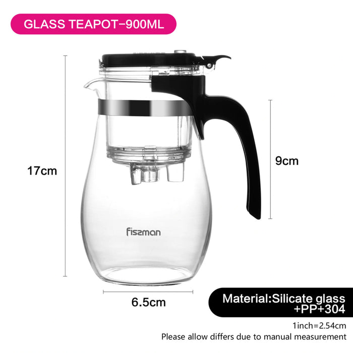 Fissman Glass Tea Pot with Filter 900 ml, Gunfu Series