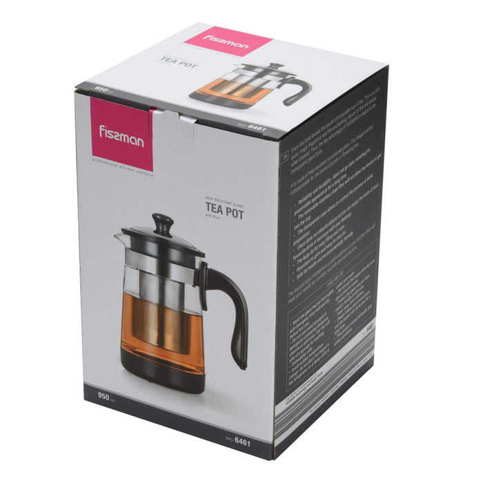 Fissman Glass Tea Pot with Filter, Glass Tea Pot Infuse(950ml)
