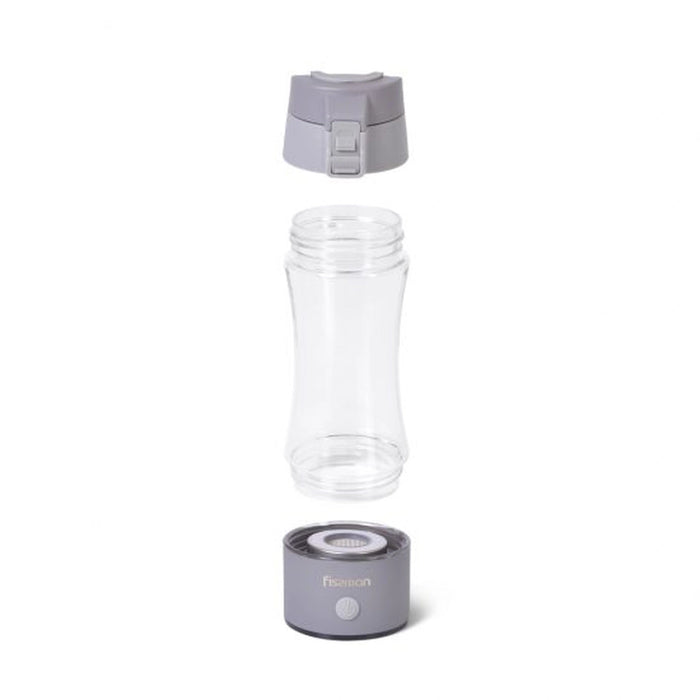 Hydrogen Water Bottle Generator 320ml Rechargeable With USB Ionizer Hydrogen Shaker, Rapidly Generate 1000-1200ppb Health Drinkware & Water Cup For Home & Travel Use (GRAY) Fissman