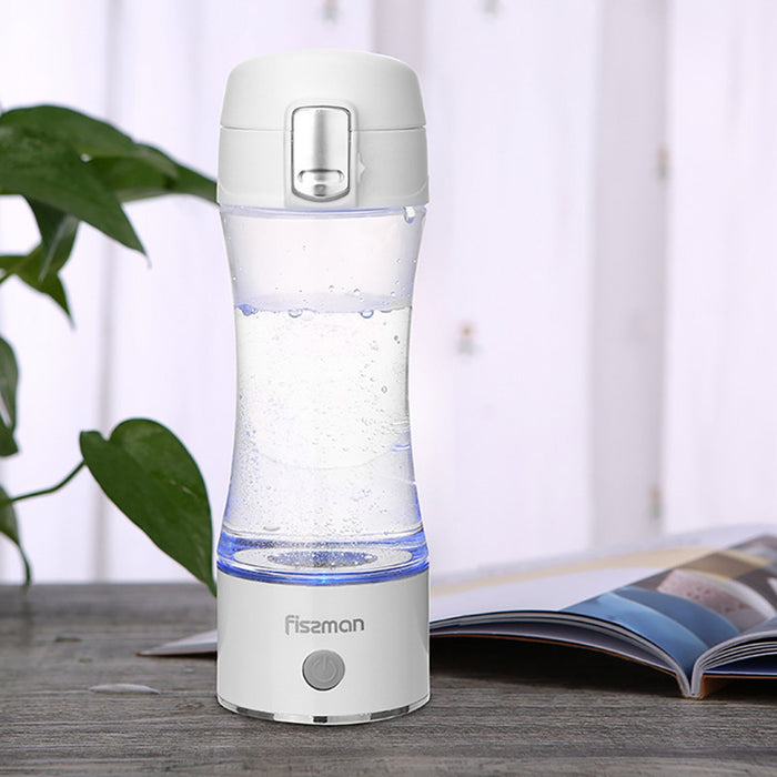 Hydrogen Water Bottle Generator 320ml Rechargeable With USB Ionizer Hydrogen Shaker, Rapidly Generate 1000-1200ppb Health Drinkware & Water Cup For Home & Travel Use (WHITE) Fissman