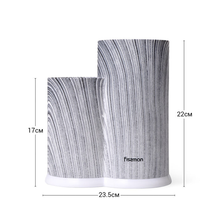 Fissman Kitchen Knife And Utensil Organizer 11x11x22+11x8x17cm Marble Grey (Plastic)