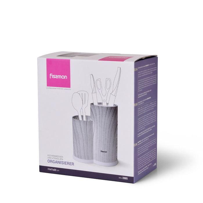 Fissman Kitchen Knife And Utensil Organizer 11x11x22+11x8x17cm Marble Grey (Plastic)