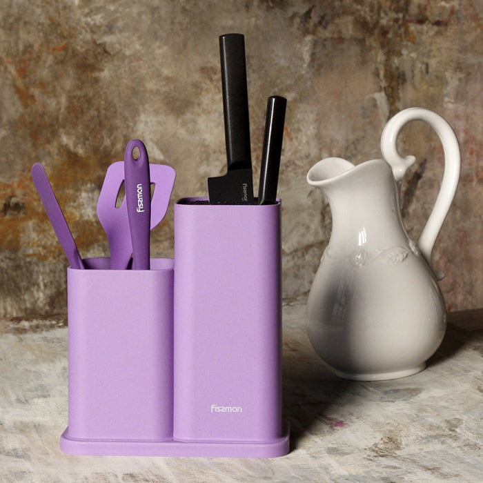 Kitchen Knife And Utensil Organizer Knife, Scissors Or Sharp Tools, Spatulas, Turner and Many More 10x10x23 and 10x10x17cm Purple