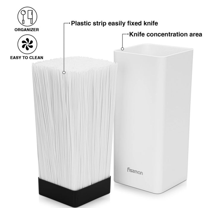 Fissman Kitchen Knife And Utensil tand For Knife, Scissors Or Kitchen Sharp Tools Plastic With Convenience And Aesthetics In Interior Design (Square White)