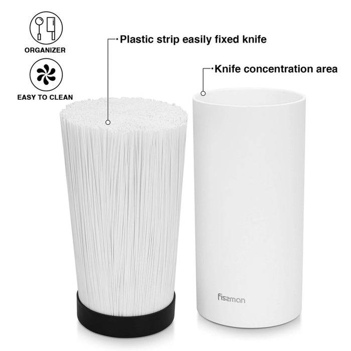 Kitchen Knife And Utensil stand For Knife, Scissors Or Kitchen Sharp Tools Plastic With Convenience And Aesthetics In Interior Design (White) Fissman