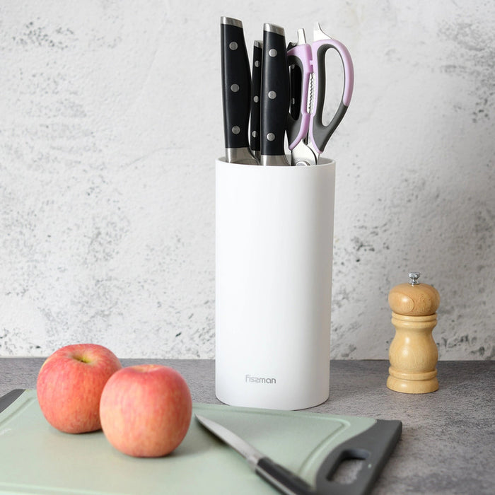 Kitchen Knife And Utensil stand For Knife, Scissors Or Kitchen Sharp Tools Plastic With Convenience And Aesthetics In Interior Design (White) Fissman