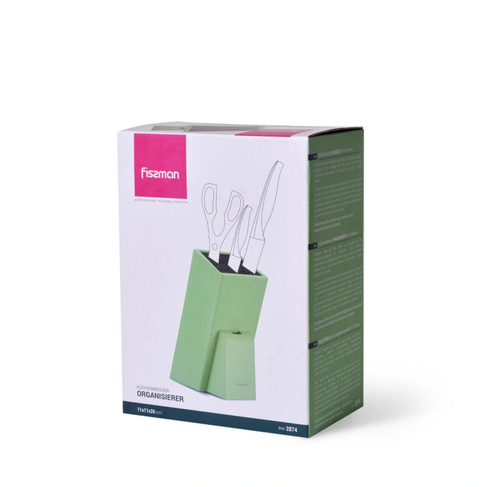 Fissman Kitchen Knife Organizer Square, Stand For Knife, Scissors Or Kitchen Sharp Tools Plastic With Convenience And Aesthetics In Interior Design Green