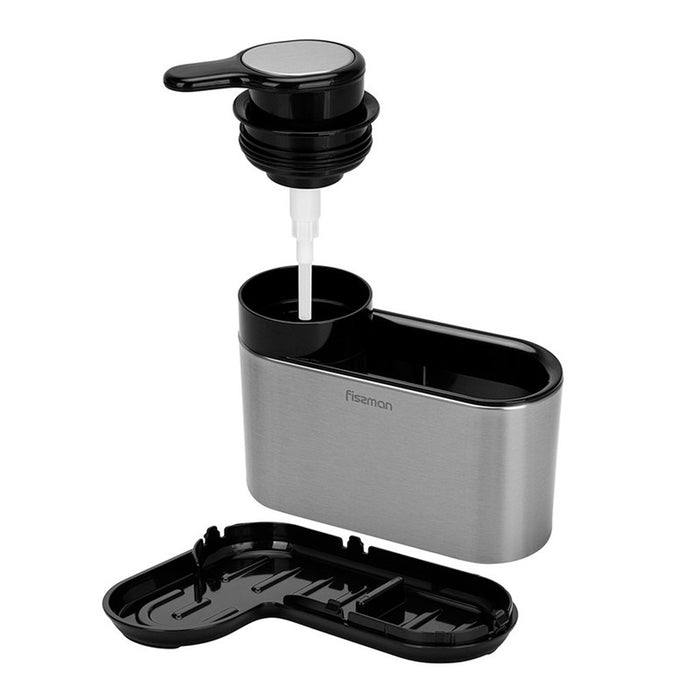 Fissman Kitchen Sink Caddy 16cm Organizer with Built-in Soap Dispenser with Sponge Holder