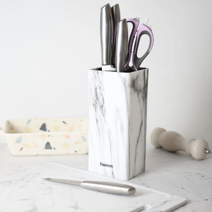 Knife Block with Removable Bristles 22cm, Kitchen Knife Organizer Stand, Organizer and Holder Marble Design