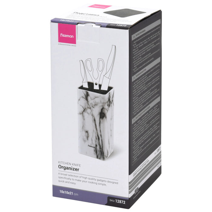 Knife Block with Removable Bristles 22cm, Kitchen Knife Organizer Stand, Organizer and Holder Marble Design
