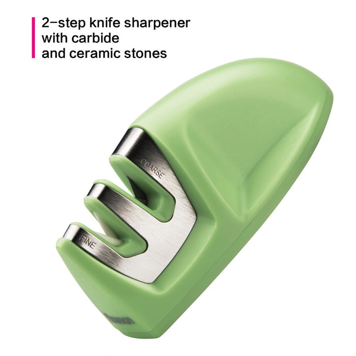 Fissman Knife Sharpener, Two-Step Sharpening, Carbide And Ceramic Stone (Green)