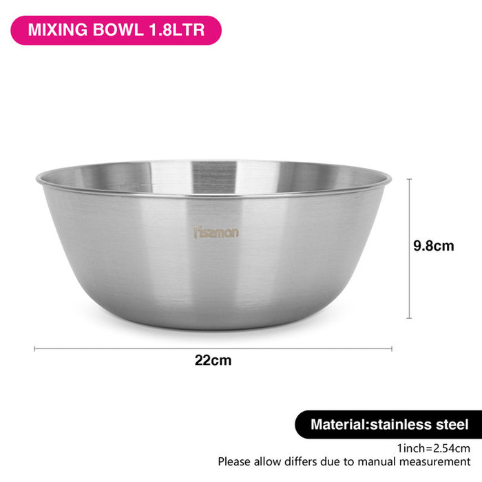 Fissman Mixing Bowl 22cm/1.8LTR Stainless Steel