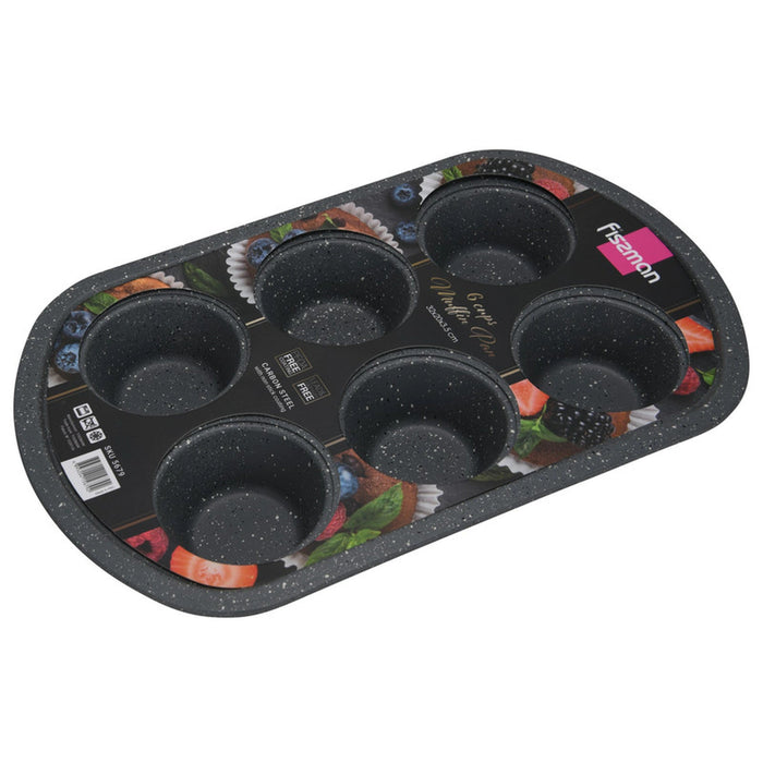 Muffin Pan 6-Piece Cupcake Baking Pan, Carbon Steel Non Stick Fissman
