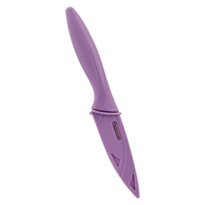 Paring Knife 10cm with Sheath , Stainless Steel Knife, Caramella Series Knife, for Peeling, Cutting Slicing, Chopping, Meat Fruit And Vegetables (Purple)