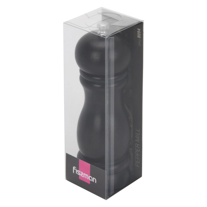 Fissman Pepper Mill Rubber Wood Body with S/S Grinder 16cm, Stylish With Simple Design For Restaurant or For Everyday Use, Natural Materia, Grinding Mechanism with Adjustable Grinding Degree