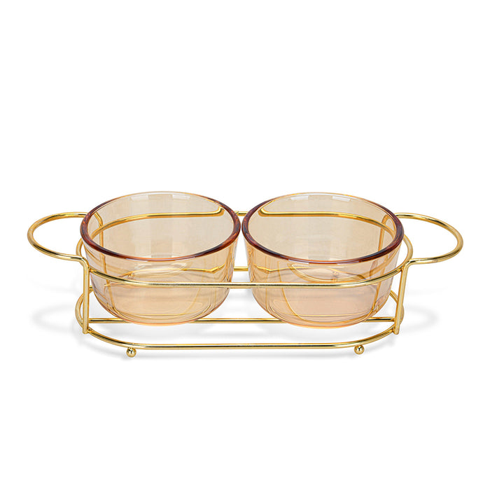 Fissman Pristine 2-Piece Glass Bowl with Metal Stand 240ml/26x10.4x5.7cm