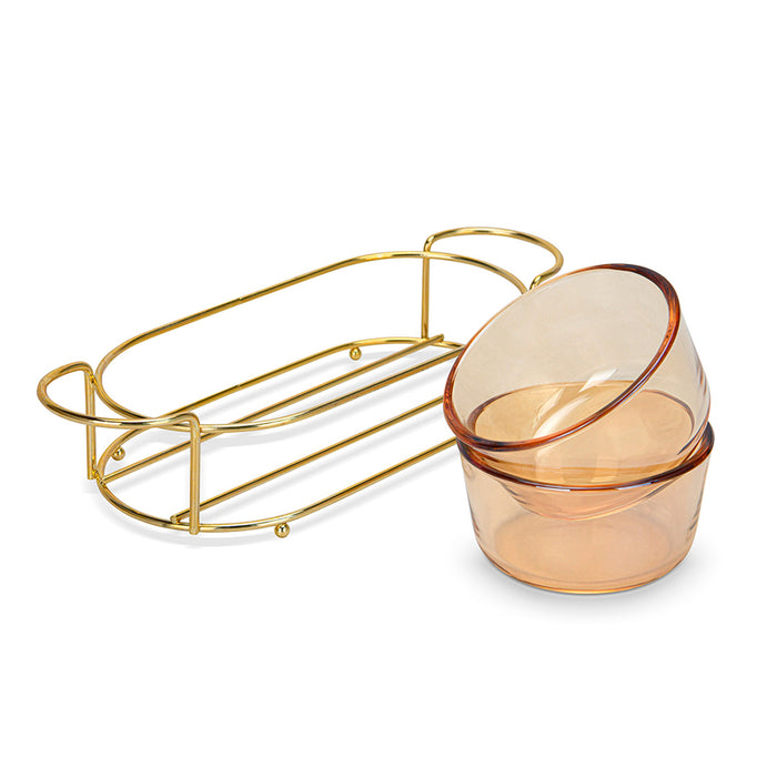 Fissman Pristine 2-Piece Glass Bowl with Metal Stand 240ml/26x10.4x5.7cm