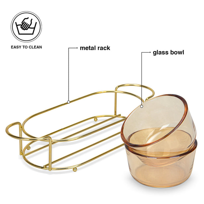 Fissman Pristine 2-Piece Glass Bowl with Metal Stand 240ml/26x10.4x5.7cm