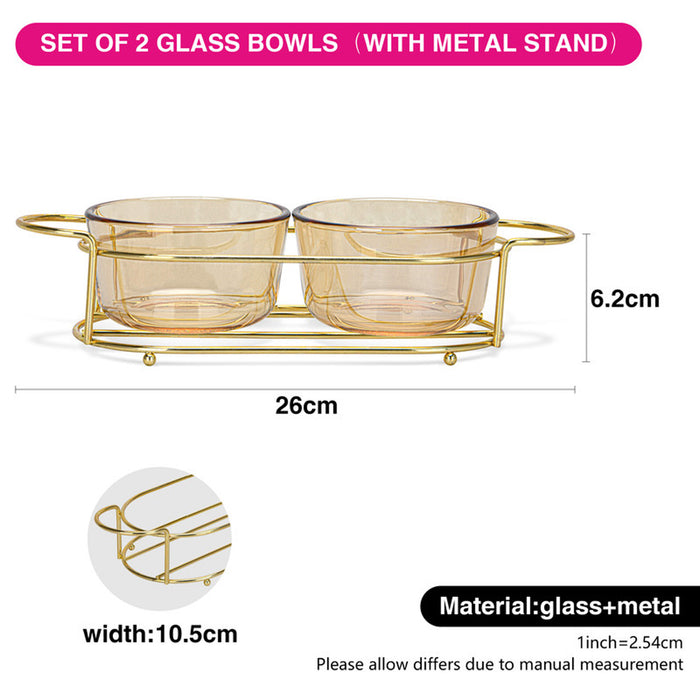 Fissman Pristine 2-Piece Glass Bowl with Metal Stand 240ml/26x10.4x5.7cm