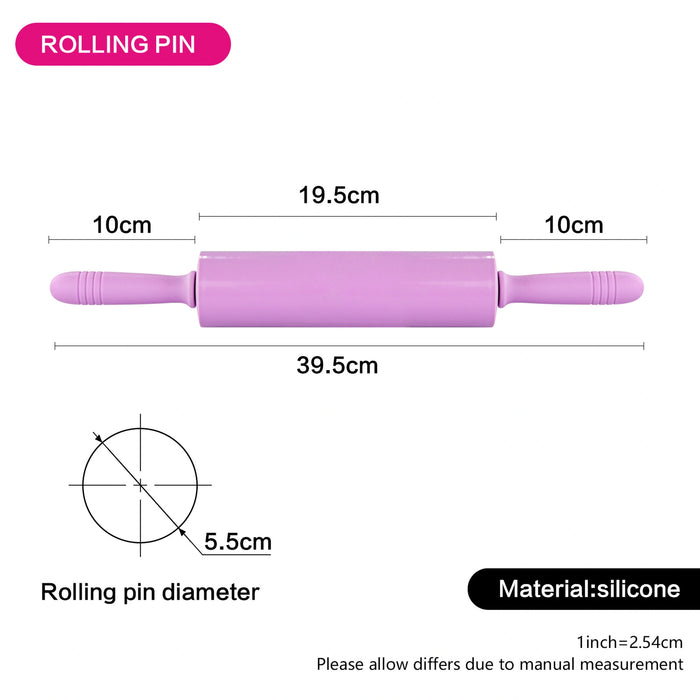 Rolling Pin 39cm Silicone Aquamarine Mint Green