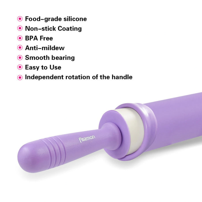 Fissman Rolling Pin Silicone Lightweight Purple 47cm