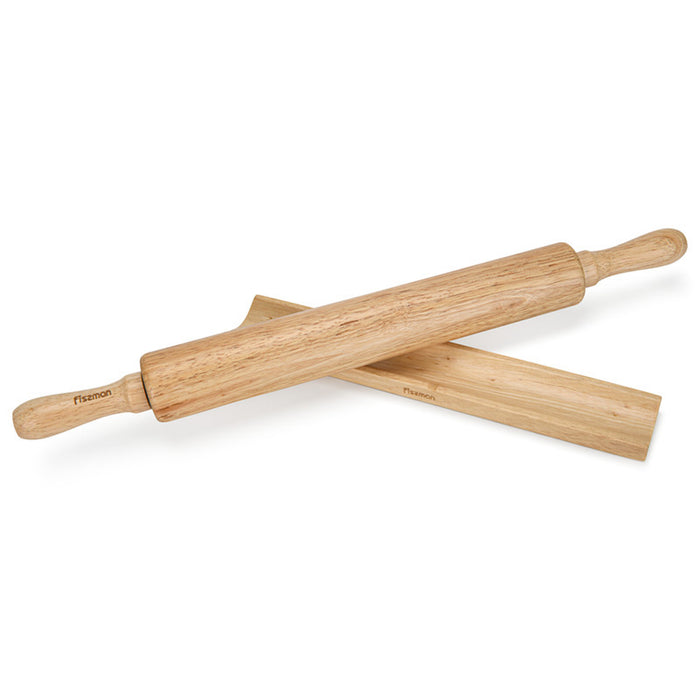 Fissman Rolling Pin 50cm With Wooden Stand Rubber Wood