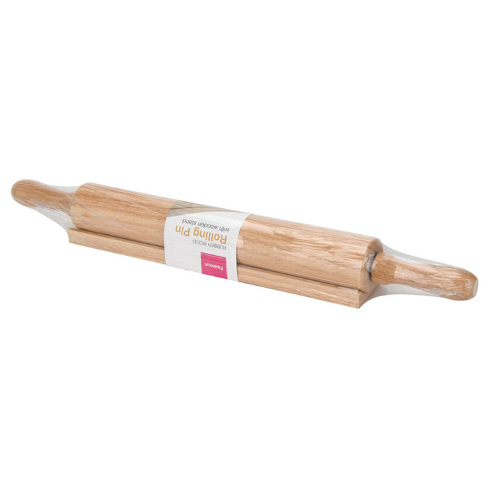 Fissman Rolling Pin 50cm With Wooden Stand Rubber Wood