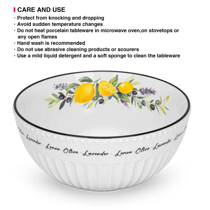 Fissman Salad Bowl Lemon Provence Series 20cm Porcelain