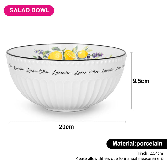 Fissman Salad Bowl Lemon Provence Series 20cm Porcelain