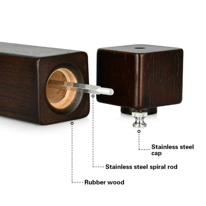Fissman Salt & Pepper Mill with Wood Body and Ceramic Grinder, Square Shape And Handy Salt and Pepper Grinder Kitchen Pepper Shaker for Sea Salt, Shakers(21cm)