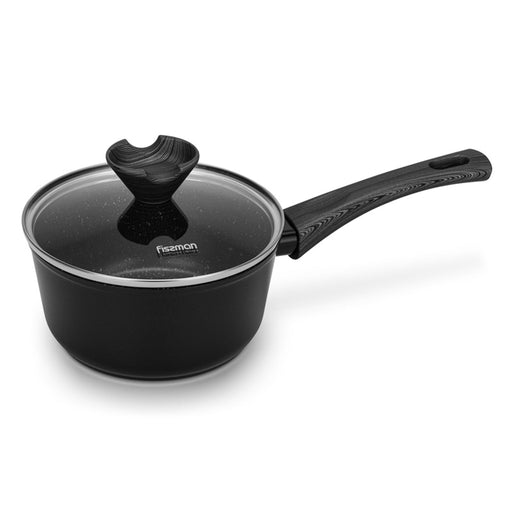 Sauce Pan Angela 16x8cm/1.39 Ltr With Glass Lid (Aluminium With Non-Stick Coating) Fissman
