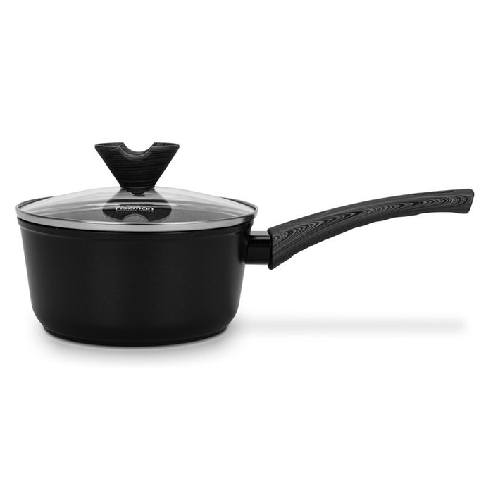 Fissman Sauce Pan Angela 16x8cm/1.39 Ltr With Glass Lid (Aluminium With Non-Stick Coating)